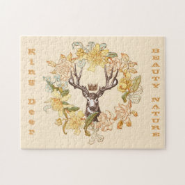 Vintager, moderner Hirschrei Rustikaler Blume Puzzle