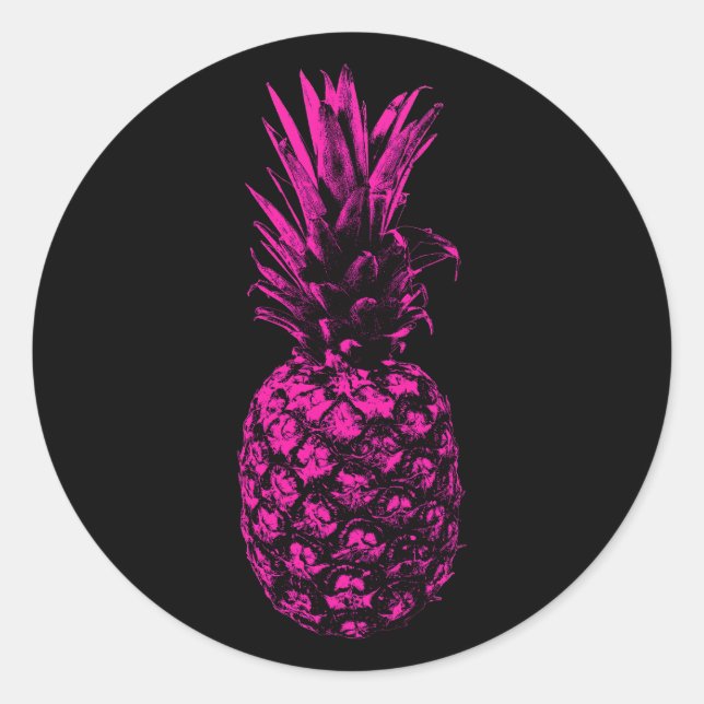 Vintager, moderner tropischer Ananas Runder Aufkleber (Vorderseite)