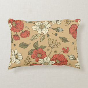 Vintager Mohn und daisy Blume nahtloser Gartenkrug Dekokissen