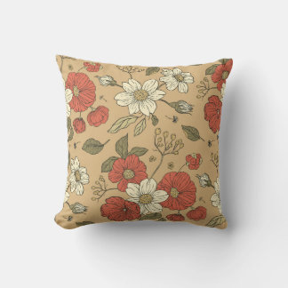 Vintager Mohn und daisy Blume nahtloser Gartenkrug Kissen