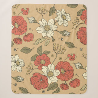 Vintager Mohn und daisy Blume nahtloser Gartenkrug Sherpadecke