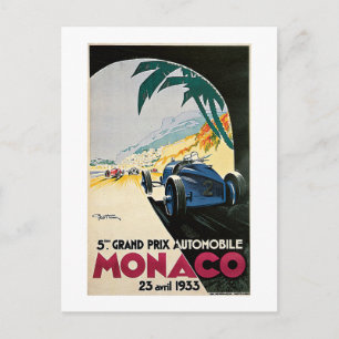 Vintager Monaco Racing Grand Prix Postkarte