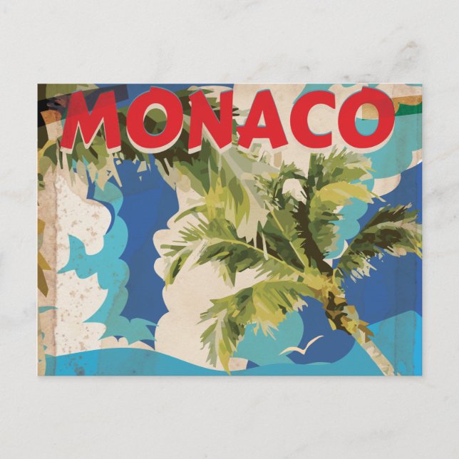 VINTAGER MONACO RACING REISEPOSTER POSTKARTE (Vorderseite)