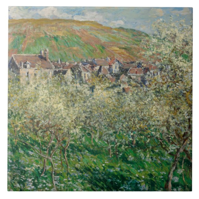 Vintager Monet 1879 Blütenpflanzenbaum Fliese (Vorderseite)