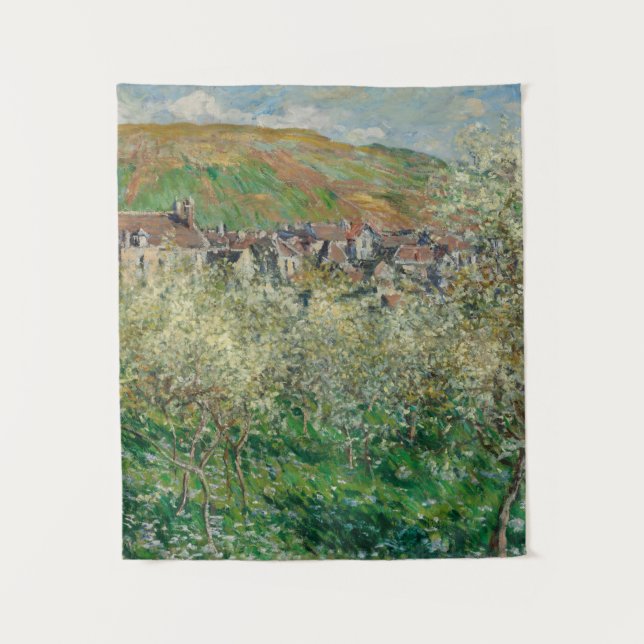 Vintager Monet 1879 Blütenpflanzenbaum Wandteppich (Vorderseite)