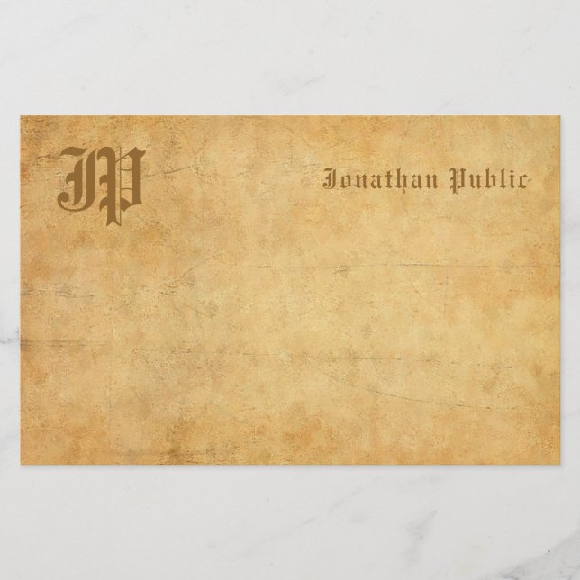 Vintager Monogramm-handgeschriebener Text-elegante Briefpapier (Vorderseite)