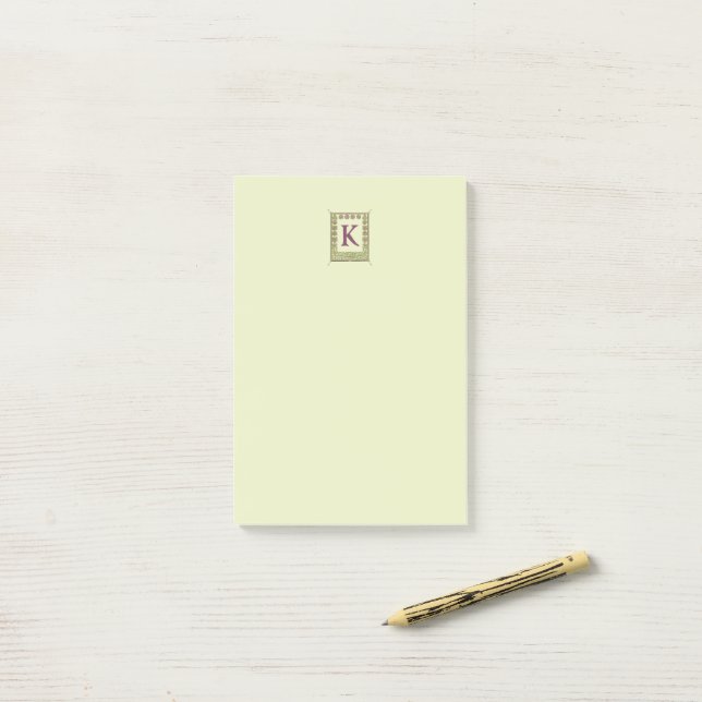 Vintager Monogramm-Letter-Rahmen Post-it Klebezettel (Auf Schreibtisch)