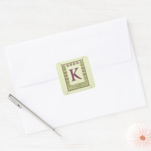 Vintager Monogramm-Letter-Rahmen Quadratischer Aufkleber