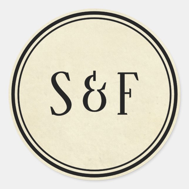 Vintager Monogramm-Umschlag Aufkleber (Vorderseite)