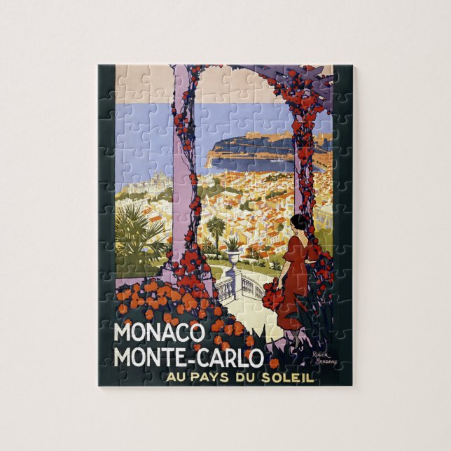 Vintager Monte Carlo Monaco Landschaftliche Illust Puzzle (Vertikal)