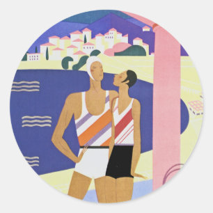 Vintager Monte Carlo Strand Runder Aufkleber