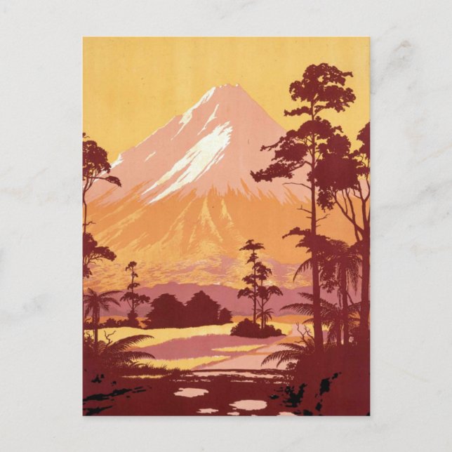 Vintager Monte Egmont Neuseeland Reise Postkarte (Vorderseite)