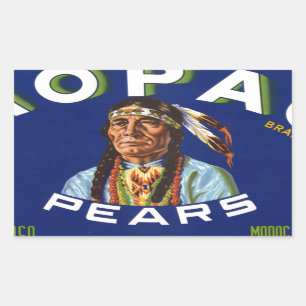 Vintager Mopac Birnen-Frucht-Kisten-Aufkleber Rechteckiger Aufkleber