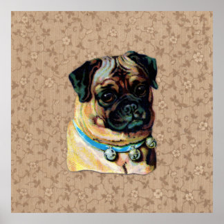 Vintager Mops Dog drucken Poster