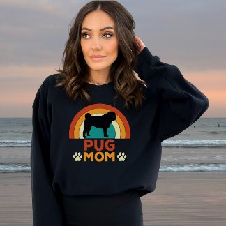 Vintager Mops Hund Mama Sonnenuntergang Sweatshirt