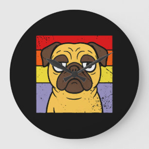 Vintager Mops Sarcastic Albern Puppy Dog Lover Spa Große Wanduhr