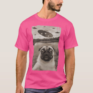 Vintager Mops Ufo Begegnungen - Funny Ufo und Mops T-Shirt