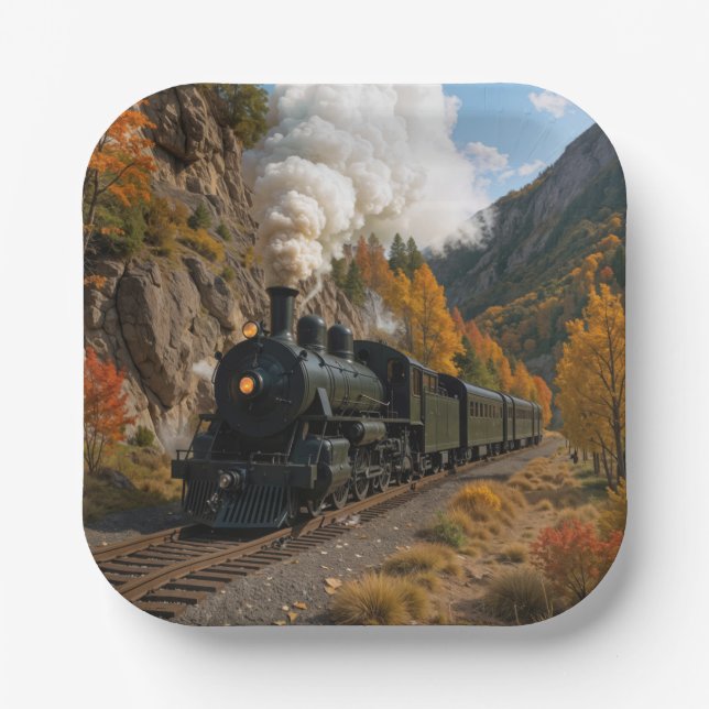 Vintager Motor im Herbstgebirge Pappteller (Vorderseite)