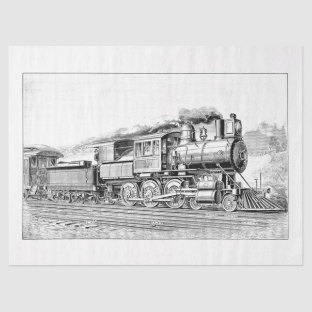 Vintager Motor Lokomotive Ephemera Seidenpapier (Vorderseite)