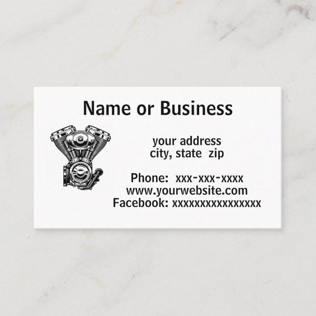 Vintager Motor Visitenkarte (Vorderseite)