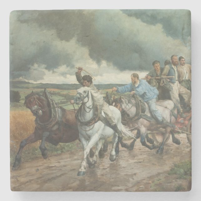 Vintager Motor (von Eugène Burnand) Steinuntersetzer (Vorderseite)