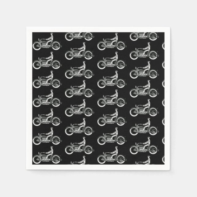 Vintager Motorradfahrer Antiker Fahrzyklus Serviette (Vorderseite)