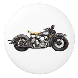 Vintager Motorradfahrer Cooler Schubladen Keramikknauf