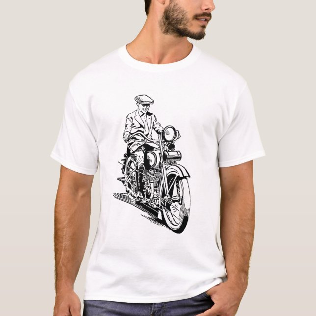 Vintager Motorradfahrer T-Shirt (Vorderseite)