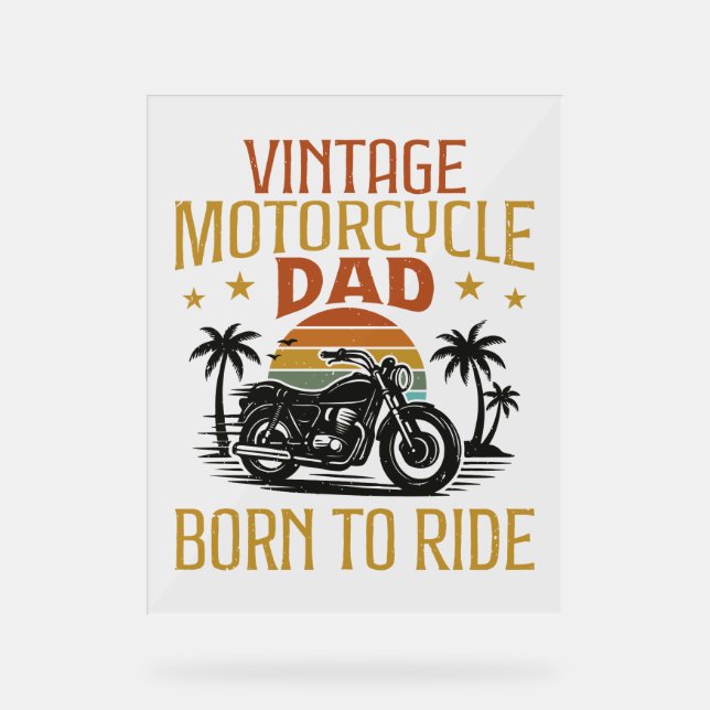 Vintager Motorradpapa geboren Acrylschild (Vorderseite)