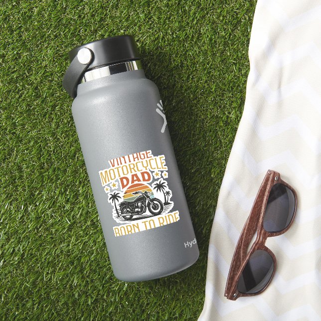 Vintager Motorradpapa geboren Aufkleber (HydroFlask Insitu)