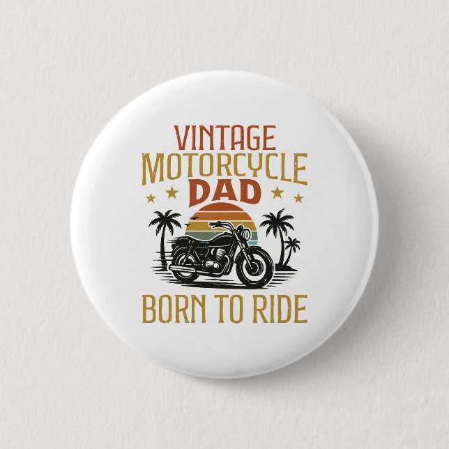 Vintager Motorradpapa geboren Button (Vorderseite)
