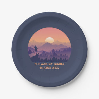 Vintager Mountain Forest Wiker's Sunset lila oder Pappteller