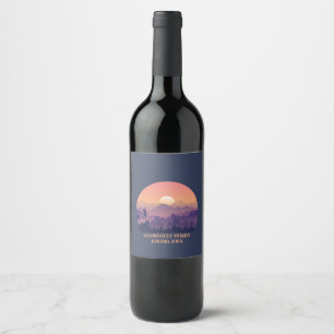 Vintager Mountain Forest Wiker's Sunset lila oder Weinetikett
