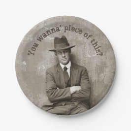 Vintager Mugshot-Mafia-Gangster witzig Pappteller