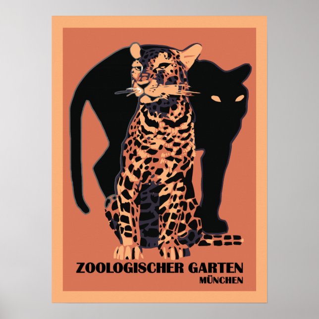 Vintager Münchner Zoo Poster (Vorne)