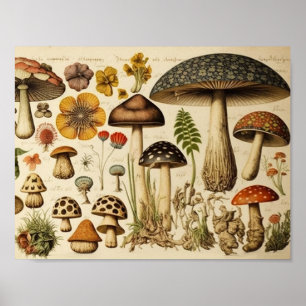 Vintager Mushroom-Cocktail Poster
