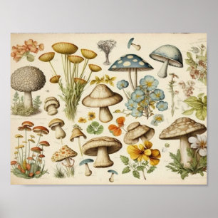 Vintager Mushroom-Cocktail Poster