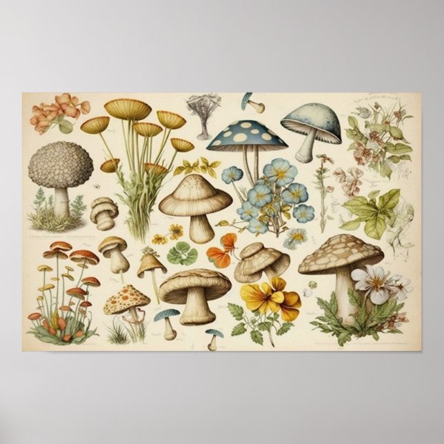 Vintager Mushroom-Cocktail Poster (Vorne)