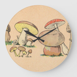 Vintager Mushroom Große Wanduhr