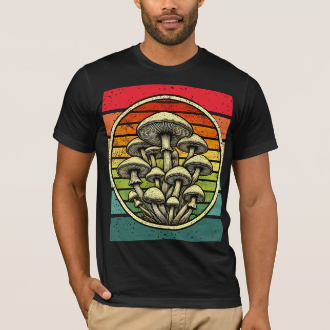 Vintager Mushroom Sonnenuntergang Retro inspiriert T-Shirt (Vorderseite)