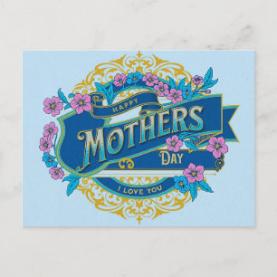 Vintager Muttertag Blaue Blume Postkarte