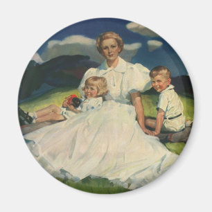 Vintager Muttertag, Mama mit Kindern Magnet