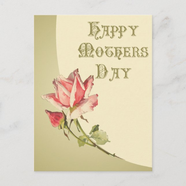 Vintager Muttertag mit rosafarbener Postkarte (Vorderseite)