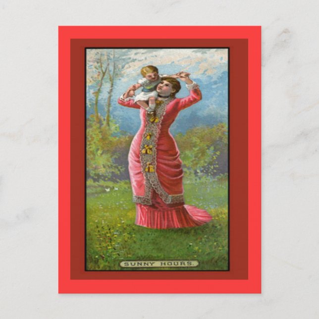 Vintager Muttertag Sonnige Stunden Postkarte (Vorderseite)