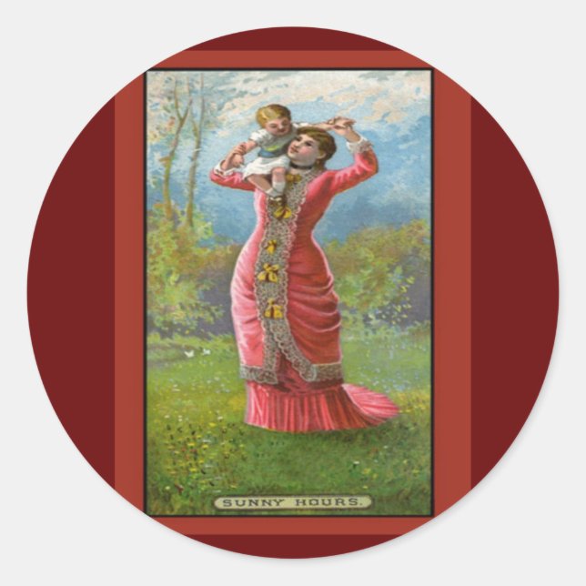 Vintager Muttertag Sonnige Stunden Runder Aufkleber (Vorderseite)