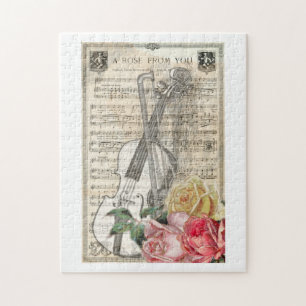 Vintager Muttertag Violinmusik mit Rose Puzzle