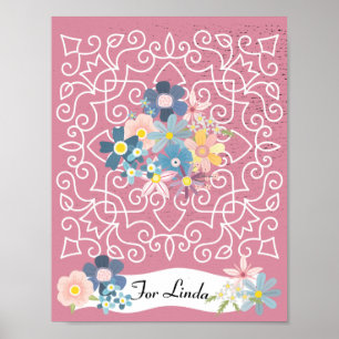 Vintager Muttertagsrahmen mit Blume Poster