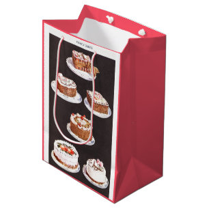 Vintager Nachtisch Kuchen Zuckerguss schmückend Di Mittlere Geschenktüte