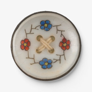 Vintager Nähknopf Rundpapierplatte Pappteller