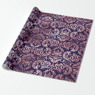 Vintager, nahtloser Damast Rose Goldfolie Geschenkpapier